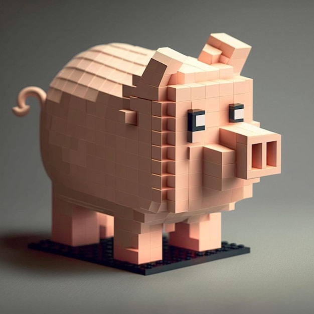 pig lego bitcoin illustration domestic animal farm