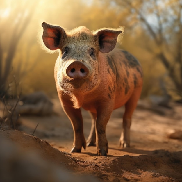 Pig in natural habitat generative AI