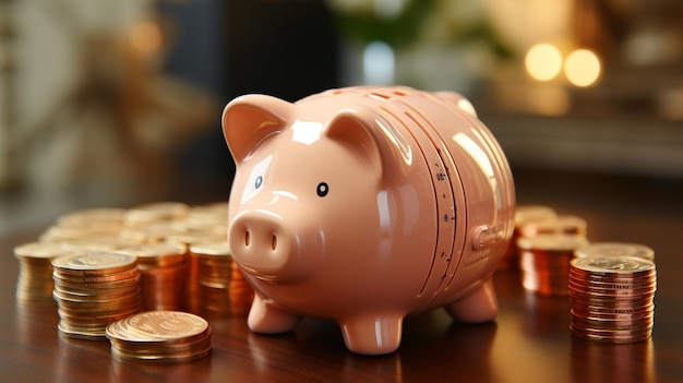 Pig piggy bank and dollar bills on a radiator indoors closeup heating concept