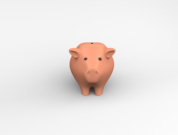 白い背景で隔離の豚貯金箱3dレンダリングイラスト画像