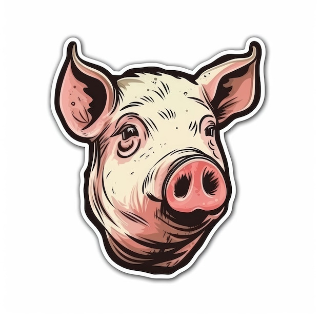 Pig sticker isolated ai generated