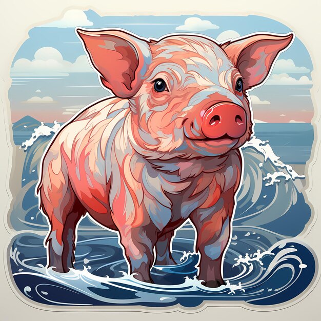 a pig in the water with the words pig on it