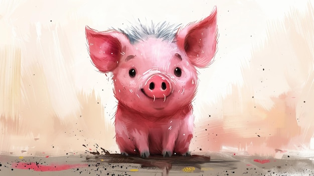 Pig in watercolor style