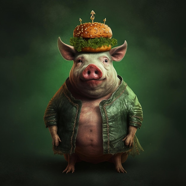 A pig wearing a jacket