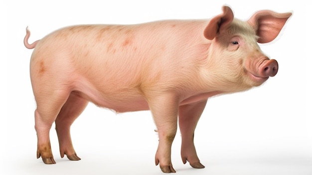 Photo pig who is represented on a white background