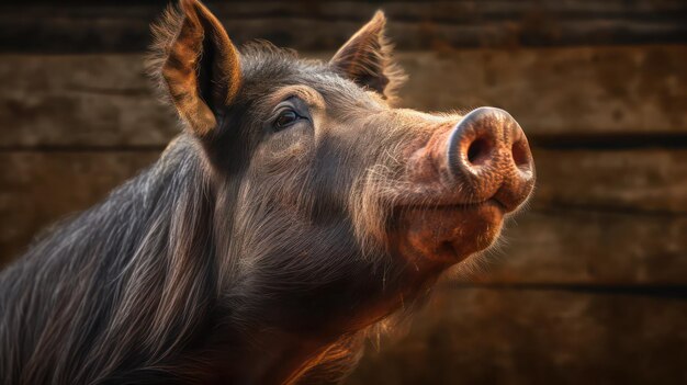 Photo a pig with a black nose