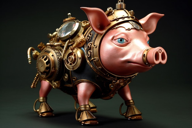 Premium Photo  A gold pig shaped pig with a gold head.