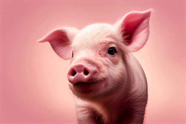 A pig with a pink background