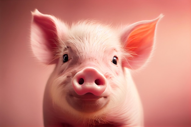 A pig with a pink background