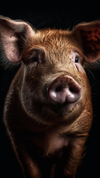 A pig with a pink nose