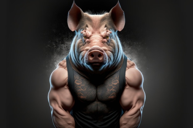 A pig with a tank top and a tank top