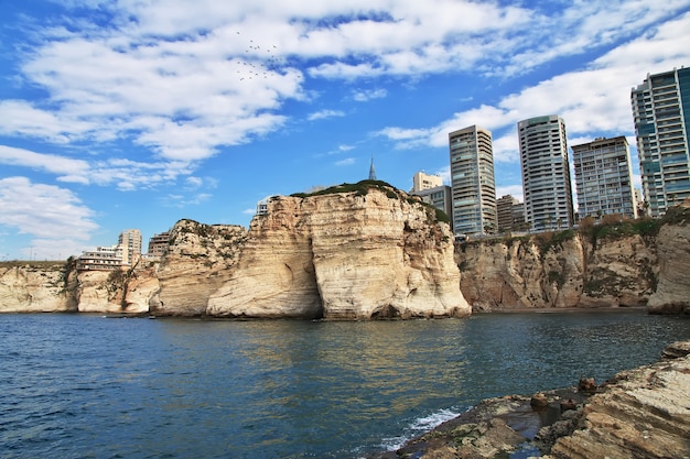 Pigeon cliffs in waterfront of Beirut in Lebanon