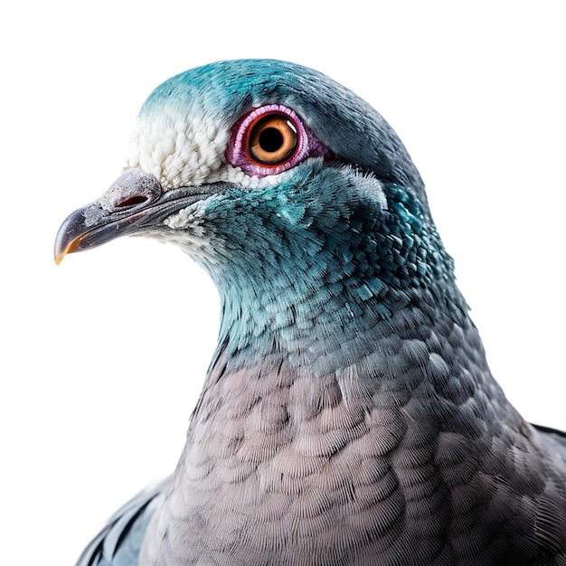 투명한 배경에서 분리 된 비둘기 얼굴 