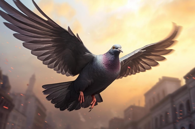 Pigeon flying Generate Ai