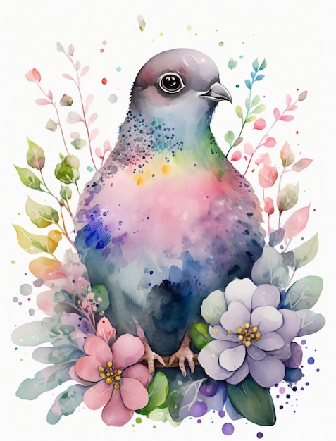 Pigeon watercolor illustration