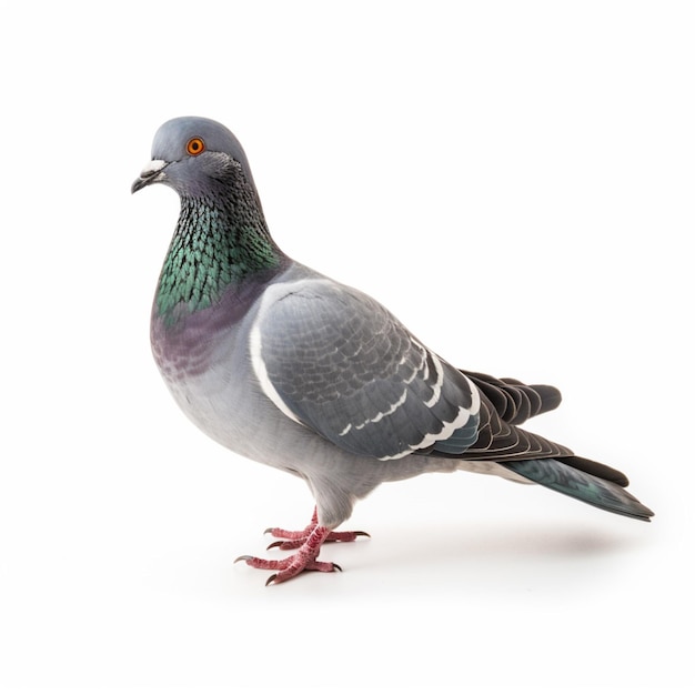 Pigeon with white background high quality ultra hd