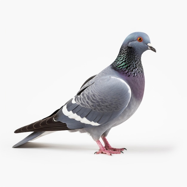 Pigeon with white background high quality ultra hd