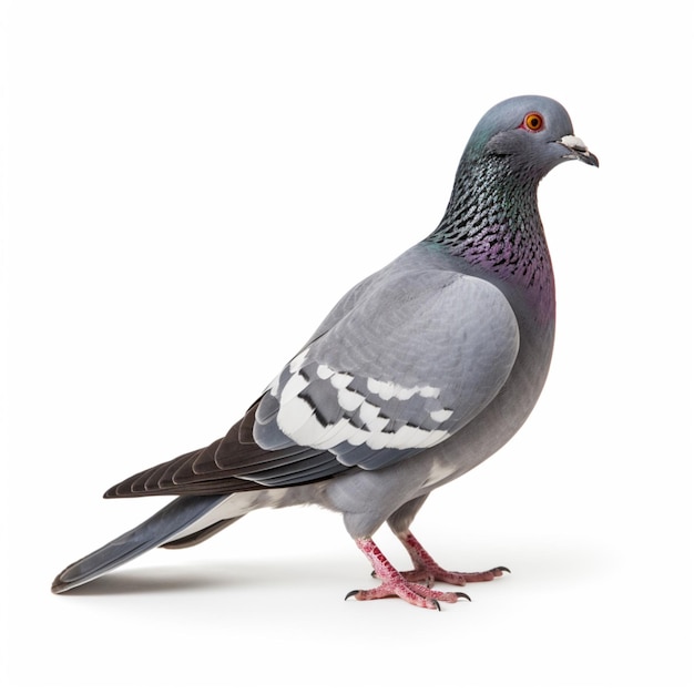 Pigeon with white background high quality ultra hd