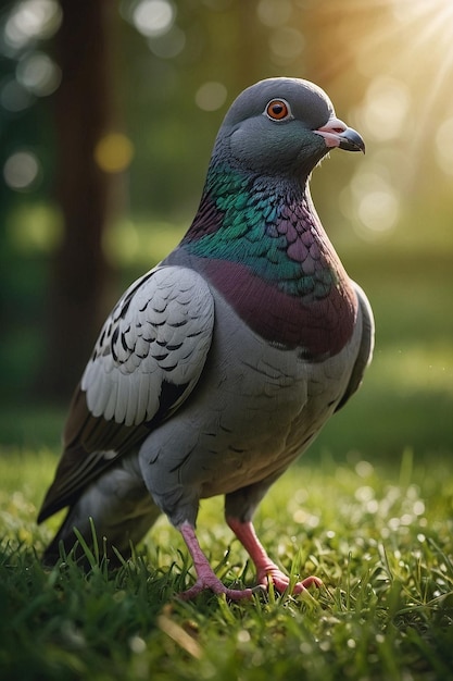 a pigeon with the word b on its wing