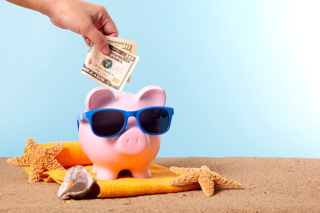 Piggy Bank on beach vacation