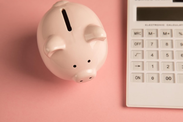 Piggy bank and calculator