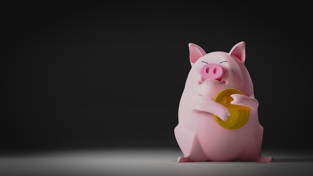 Piggy bank cherishes Dollar coin