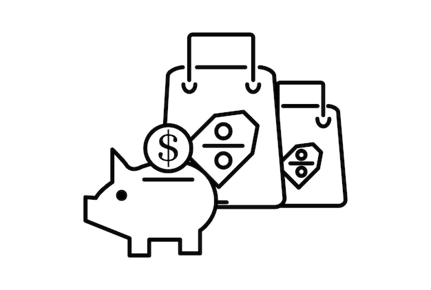 A piggy bank ecommerce icon art flat shopping symbol online store black sign artwork