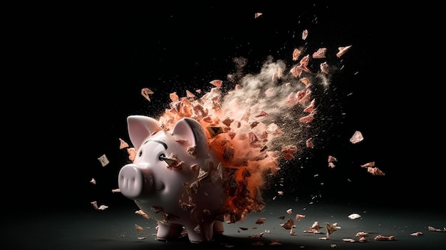 Photo piggy bank exploding generative ai