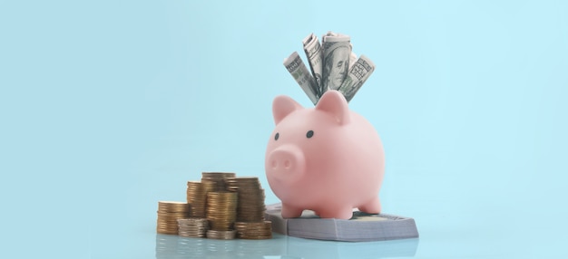 Piggy bank and finance money saving