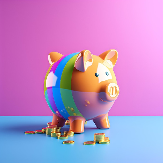 Piggy bank in the form of a pig on a pink background