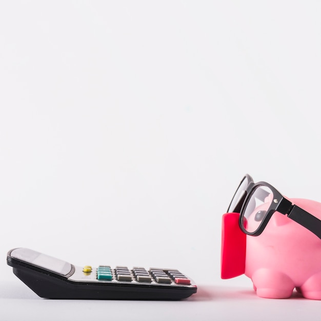 Photo piggy bank in glasses