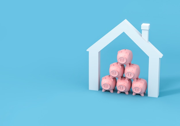 Piggy bank and house