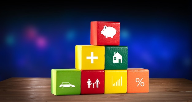 Piggy bank icon on cubes