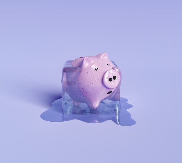 piggy bank inside an ice cube