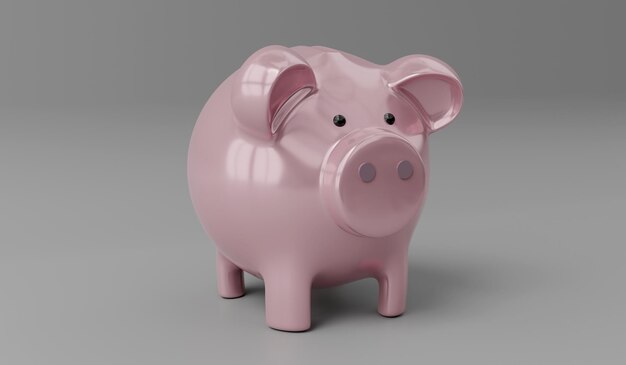 Piggy bank isolated on grey background 3D illustration