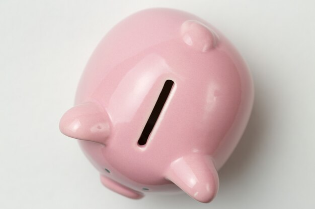 Piggy bank isolated on white background. View from above.