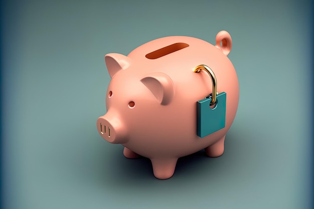 Piggy bank and key lock icon security money concept