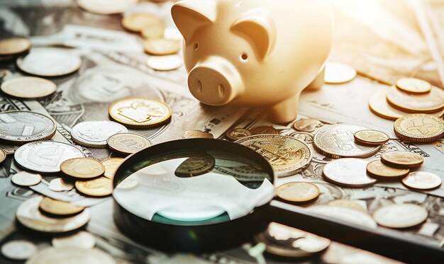 Piggy Bank Under Magnifying Glass