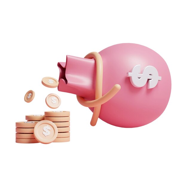 Piggy bank met tampons en menstruatie beker op een witte achtergrond
