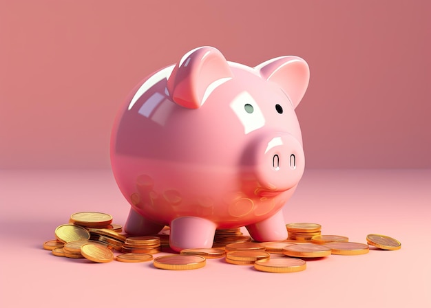 piggy bank on minimal background