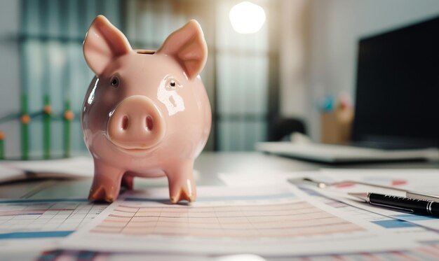 Piggy Bank in Modern Office Environment