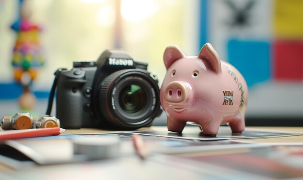 Piggy Bank Photos on Teachers Desk Educational Context