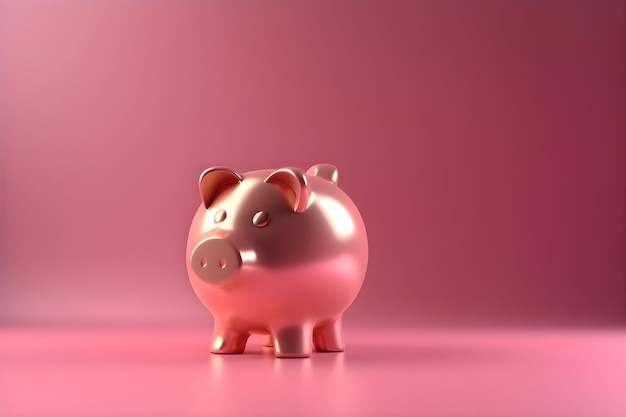 Piggy bank on a pink background Generative AI