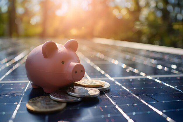 piggy bank on a solar panel