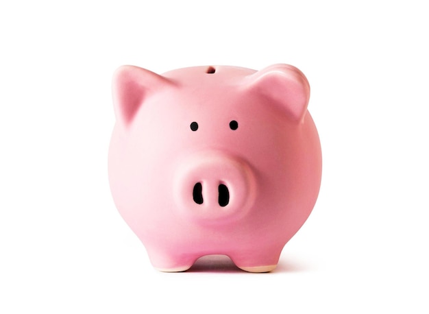 Piggy bank on white background