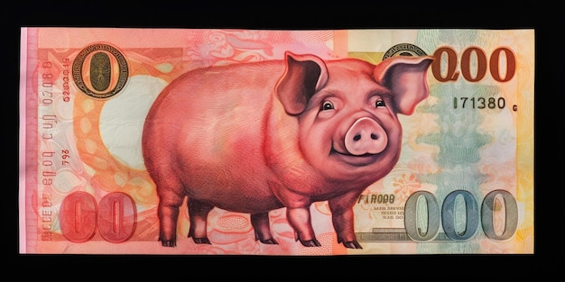 Piggy bank with 50 euro note generative ai