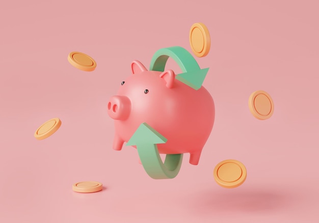 Piggy bank with coins money floating on pink background
cashback banking investment transaction growth money money saving
business finance payment transfer 3d rendering illustration