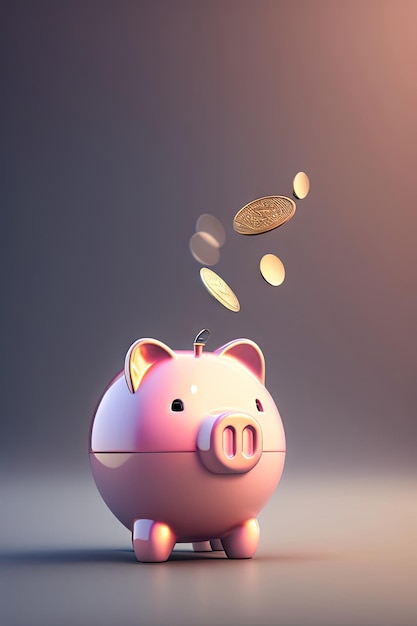 Piggy bank with falling coins Savings and investition