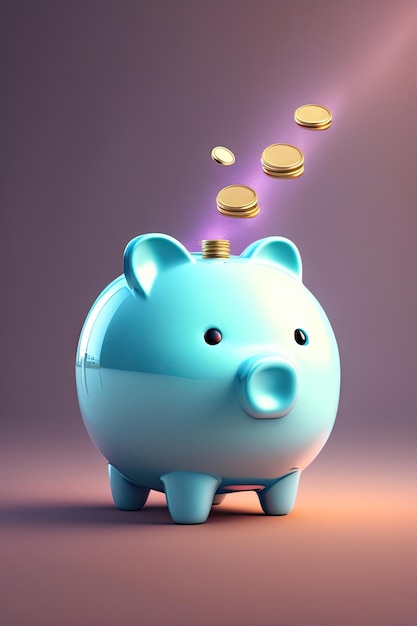 Piggy bank with falling coins Savings and investition