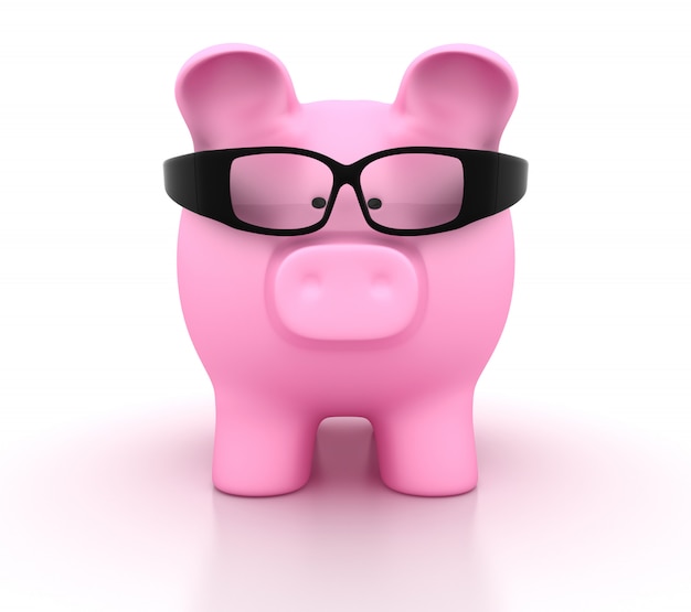 Photo piggy bank with glasses